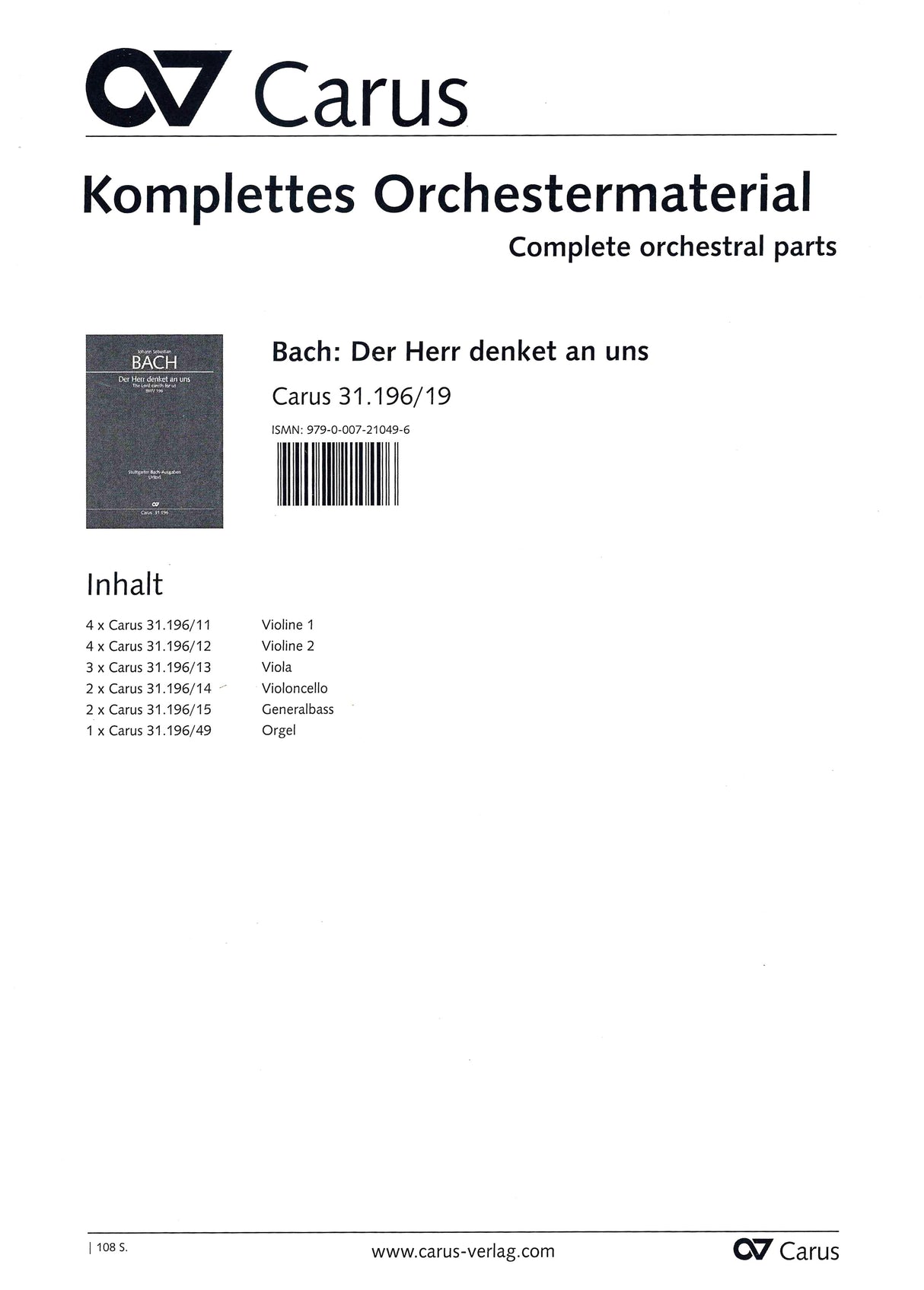 Bach: Der Herr denket an uns, BWV 196