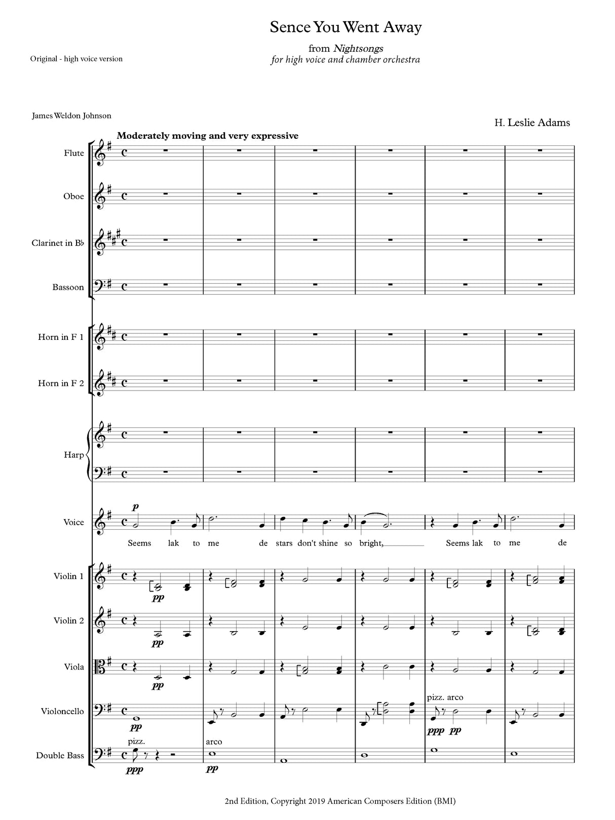 H.L. Adams: Sence You Went Away from Nightsongs