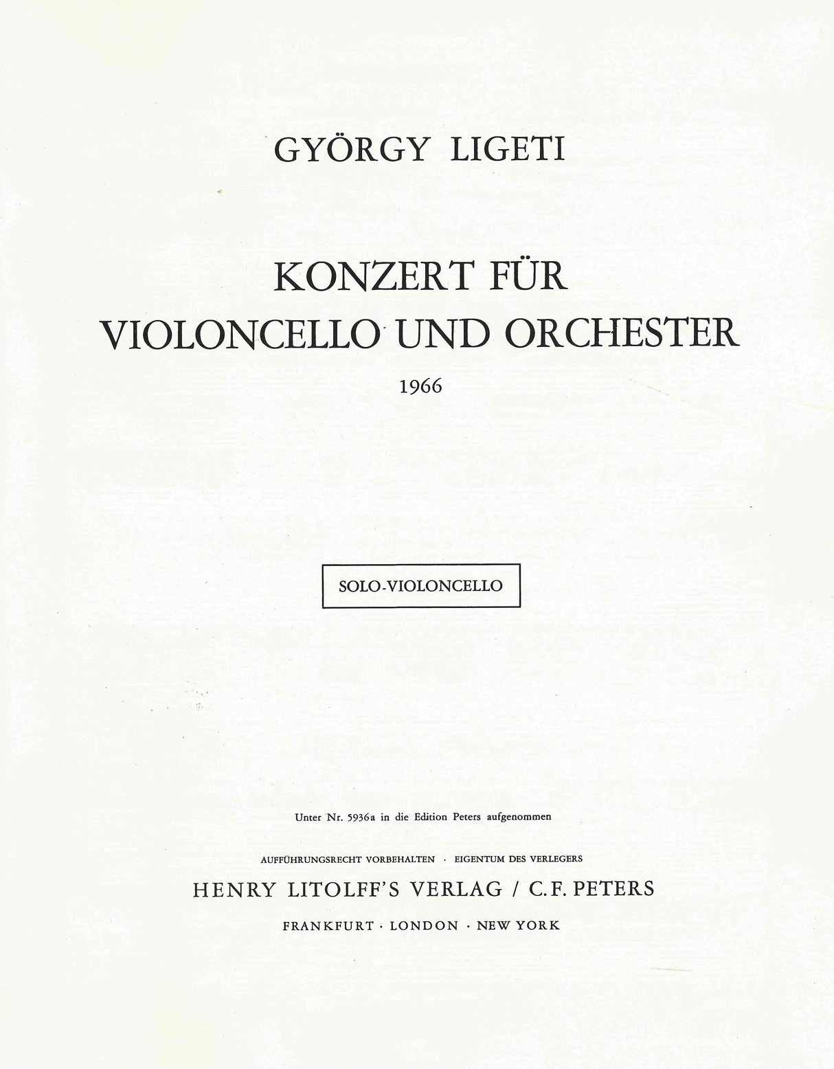 Ligeti: Cello Concerto