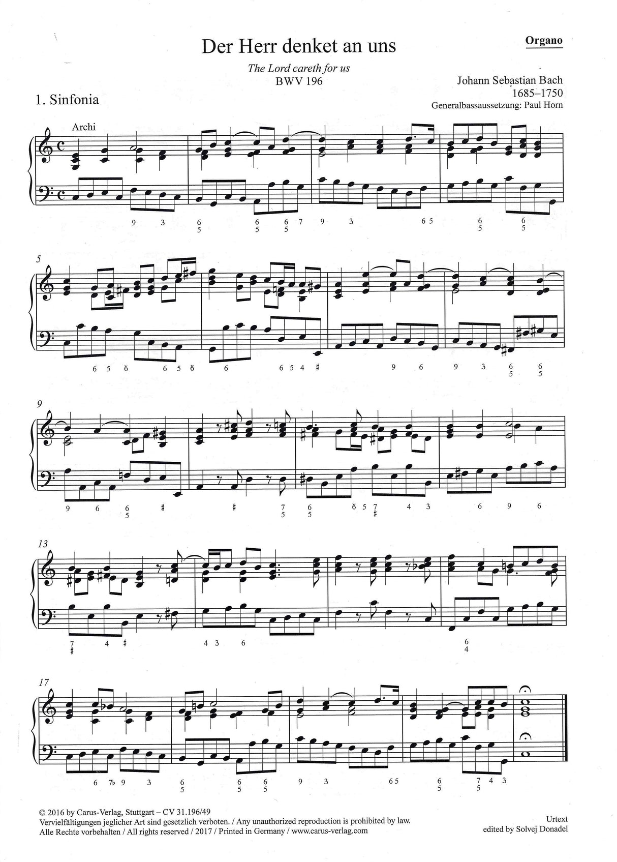 Bach: Der Herr denket an uns, BWV 196