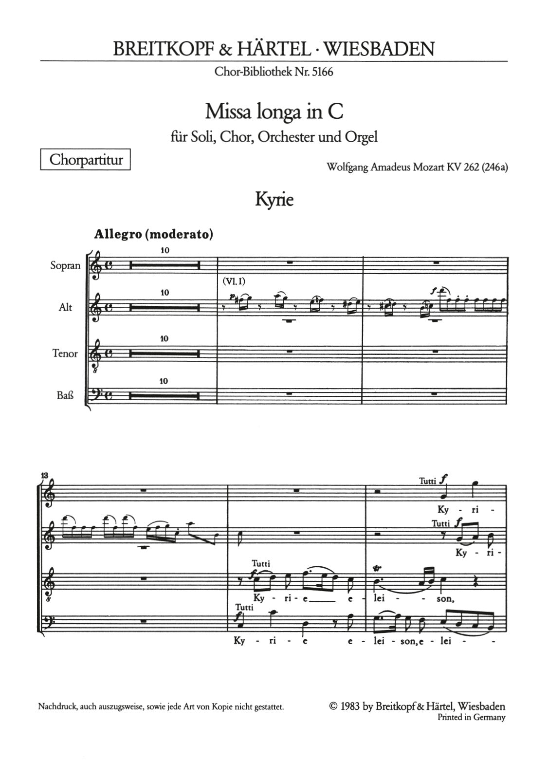 Mozart: Missa longa in C Major, K. 262 (246a)