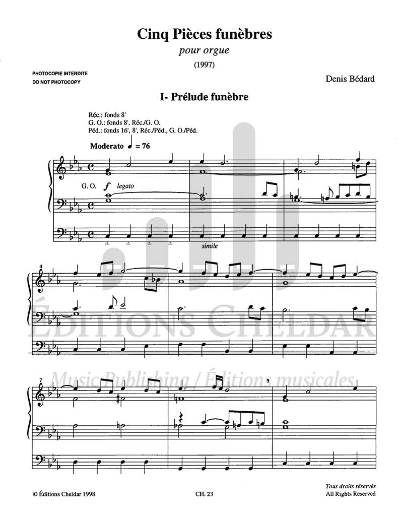 Bédard: Cinq Pièces funèbres