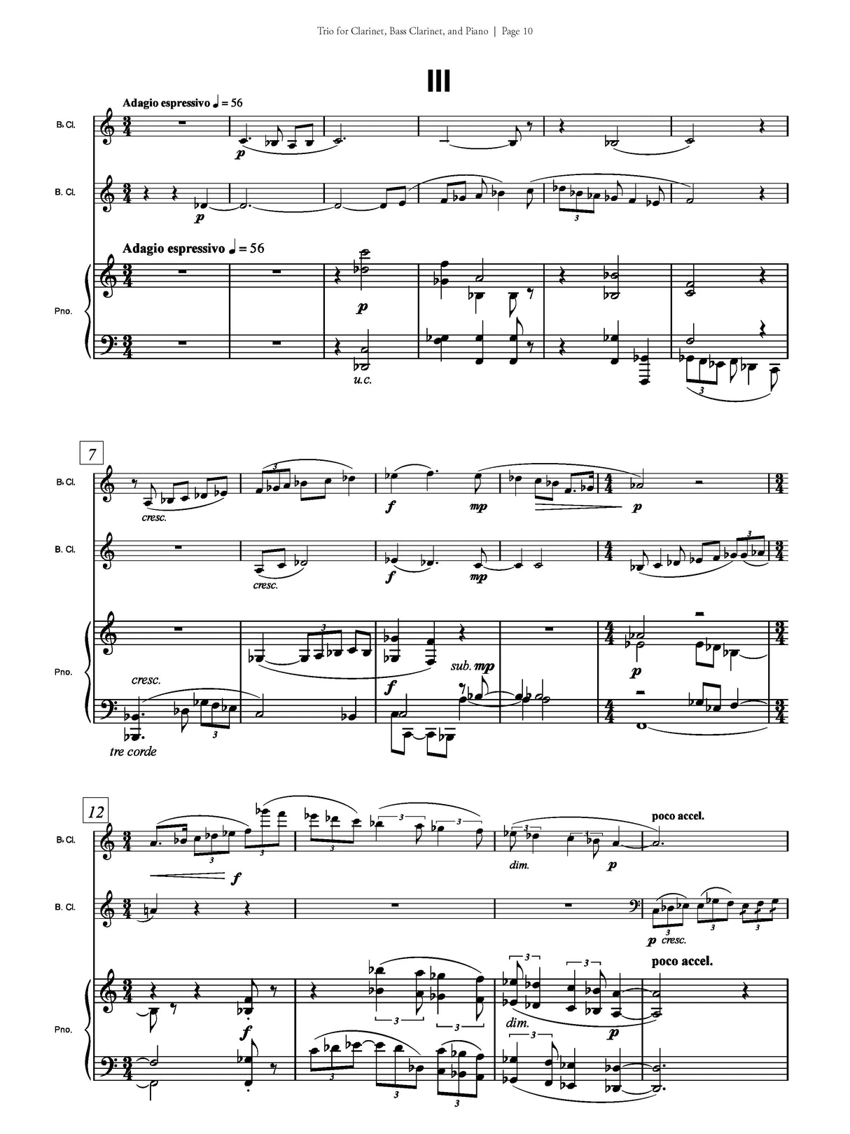 Van de Vate: Trio (Version for Clarinet, Bass Clarinet, and Piano)