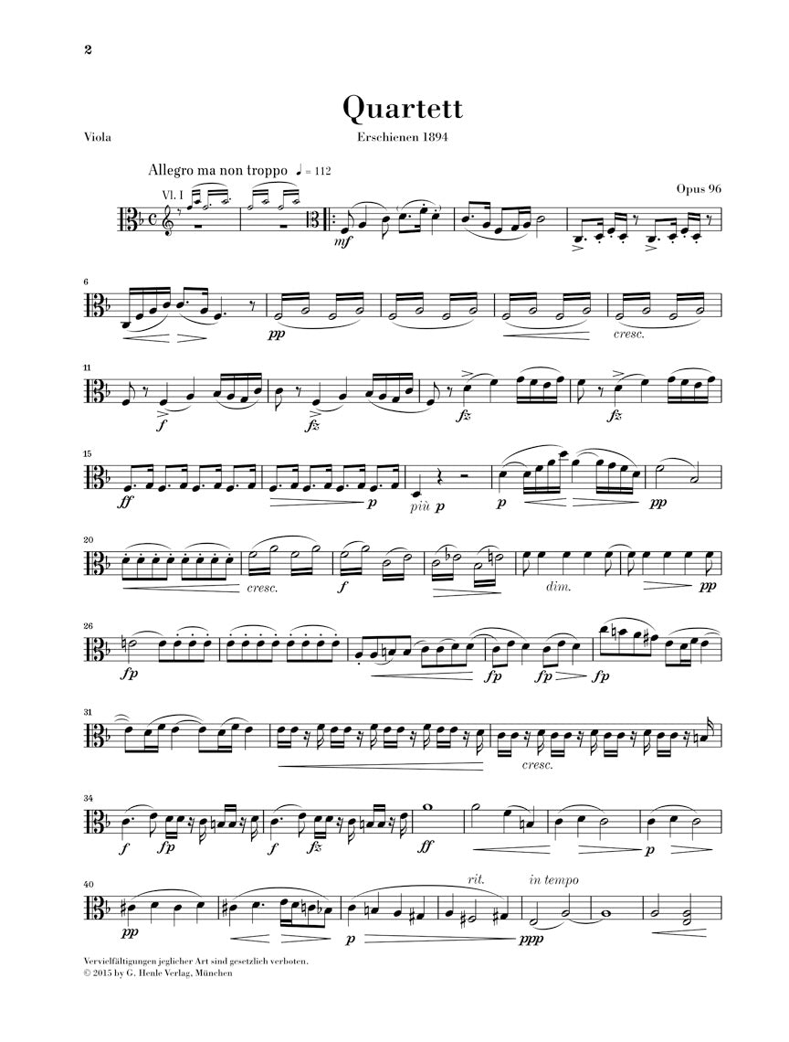 Dvořák: String Quartet No. 12 in F Major, Op. 96 ("American Quartet")