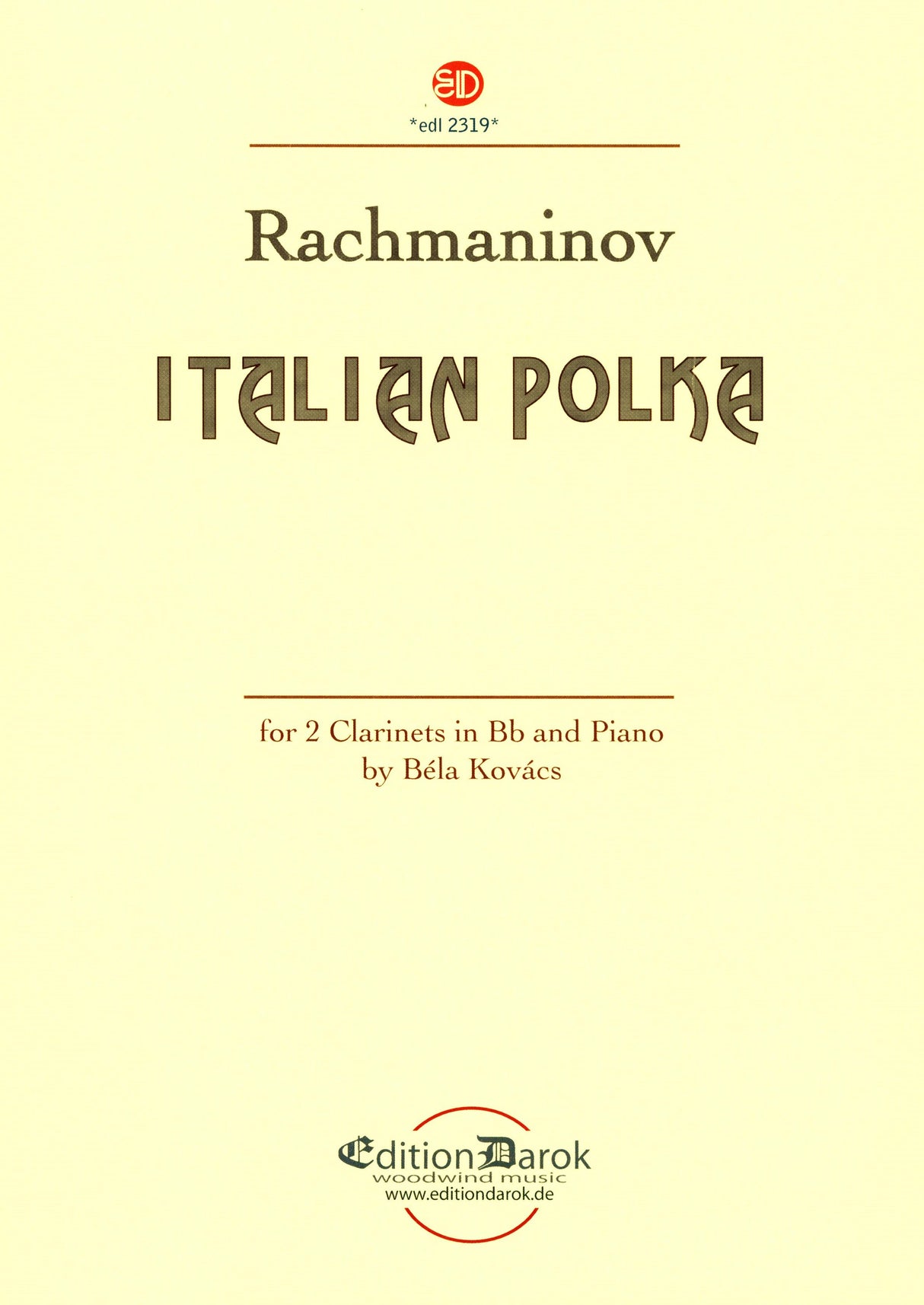 Rachmaninoff: Itailian Polka (arr. for 2 clarinets & piano)