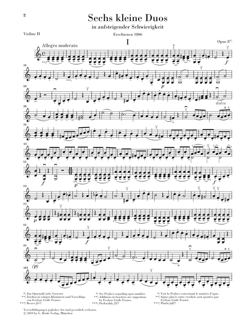 Pleyel: 6 Little Duets for 2 Violins, Op. 8