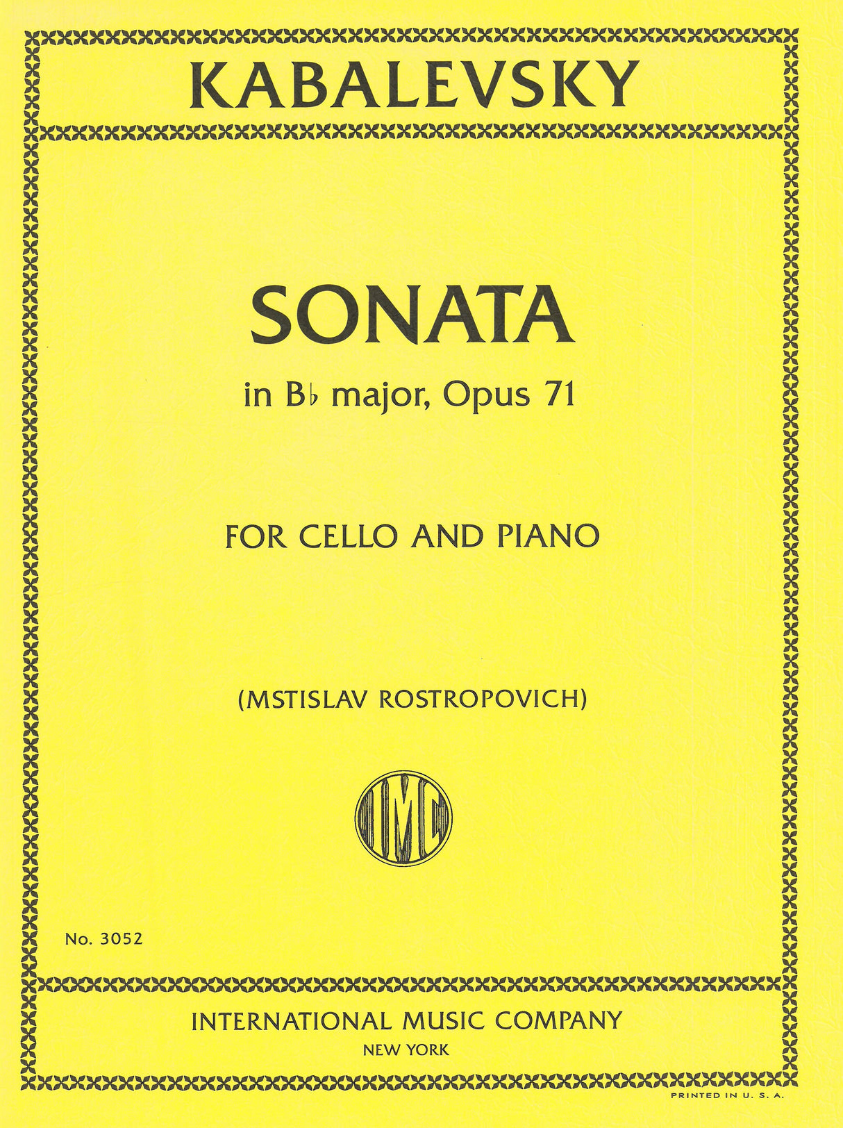 Kabalevsky: Cello Sonata in B-flat Major, Op. 71