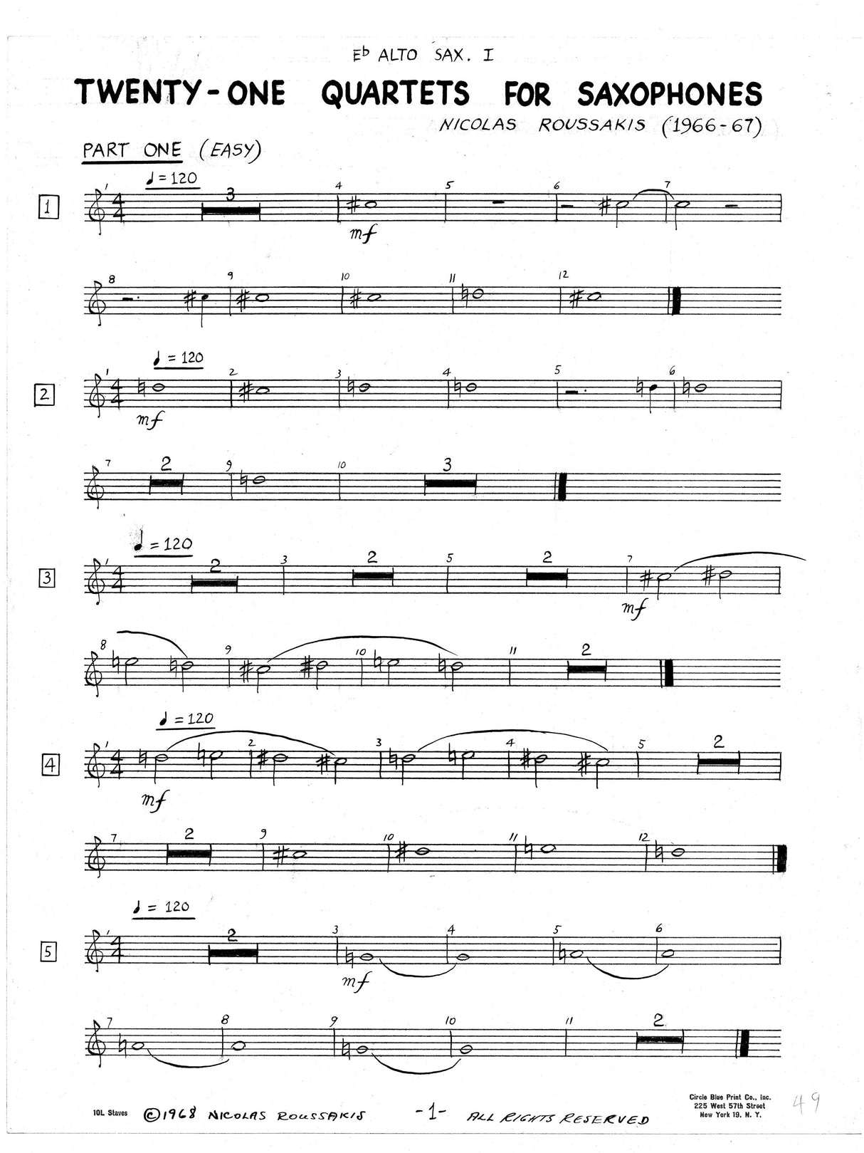 Roussakis: 21 Saxophone Quartets