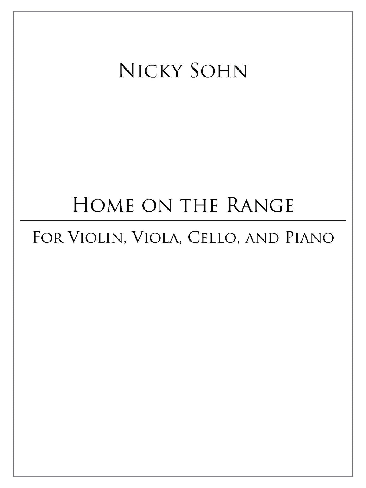 Sohn: Home on the Range