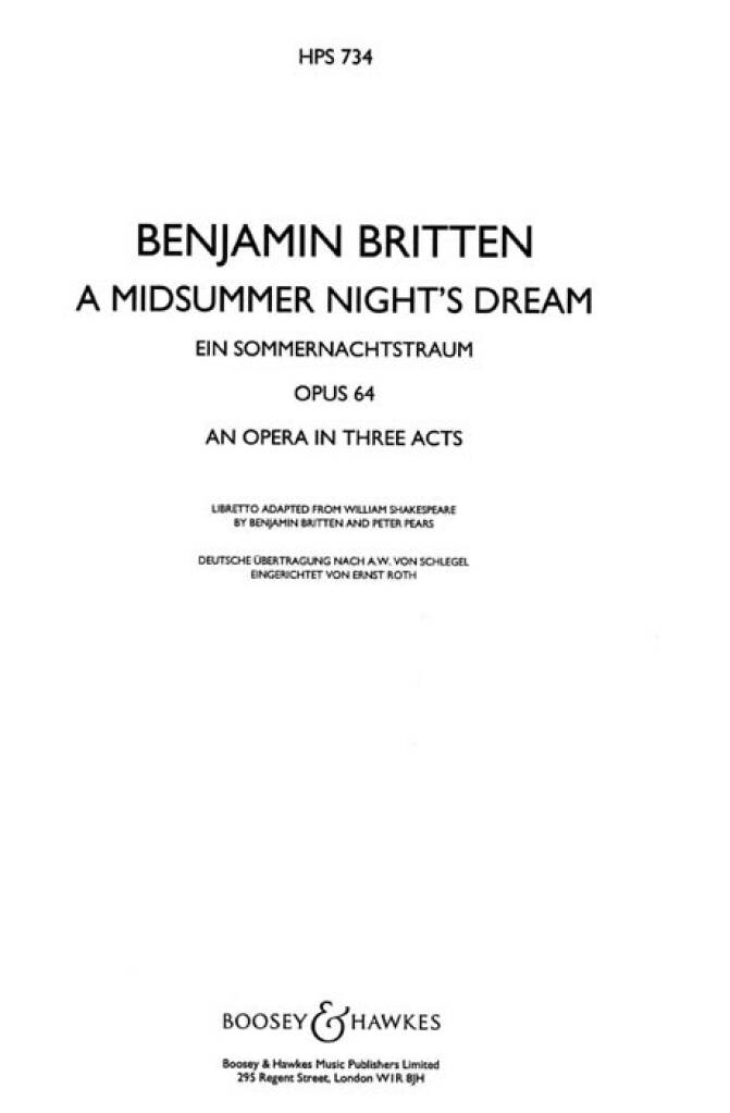 Britten: A Midsummer Night's Dream, Op. 64
