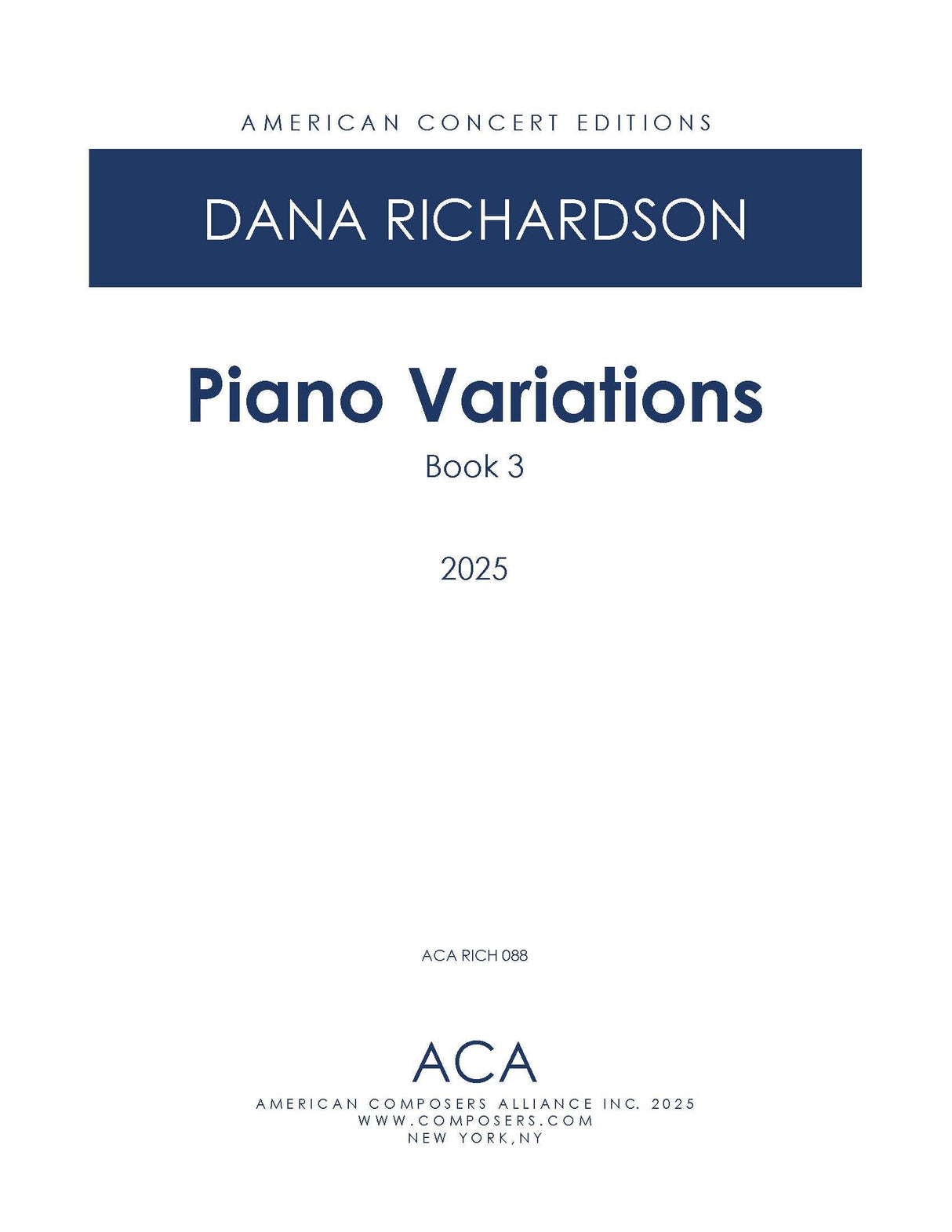 D. Richardson: Piano Variations - Book 3