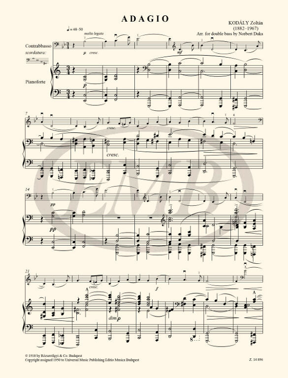 Kodály: Adagio (arr. for double bass & piano)
