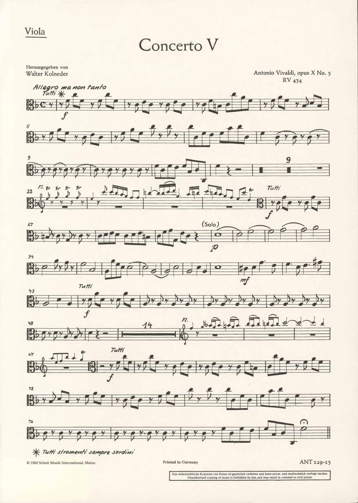 Vivaldi: Flute Concerto No. 5 in F Major, RV 434