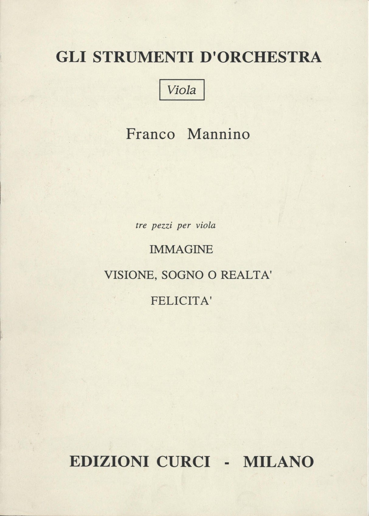 Mannino: 3 Pieces for Solo Viola