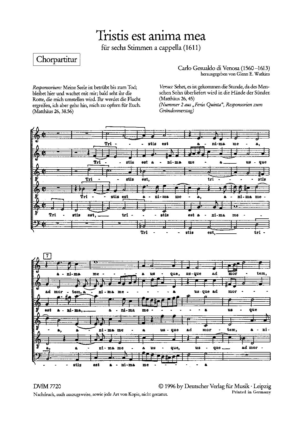 Gesualdo: Tristis est anima mea