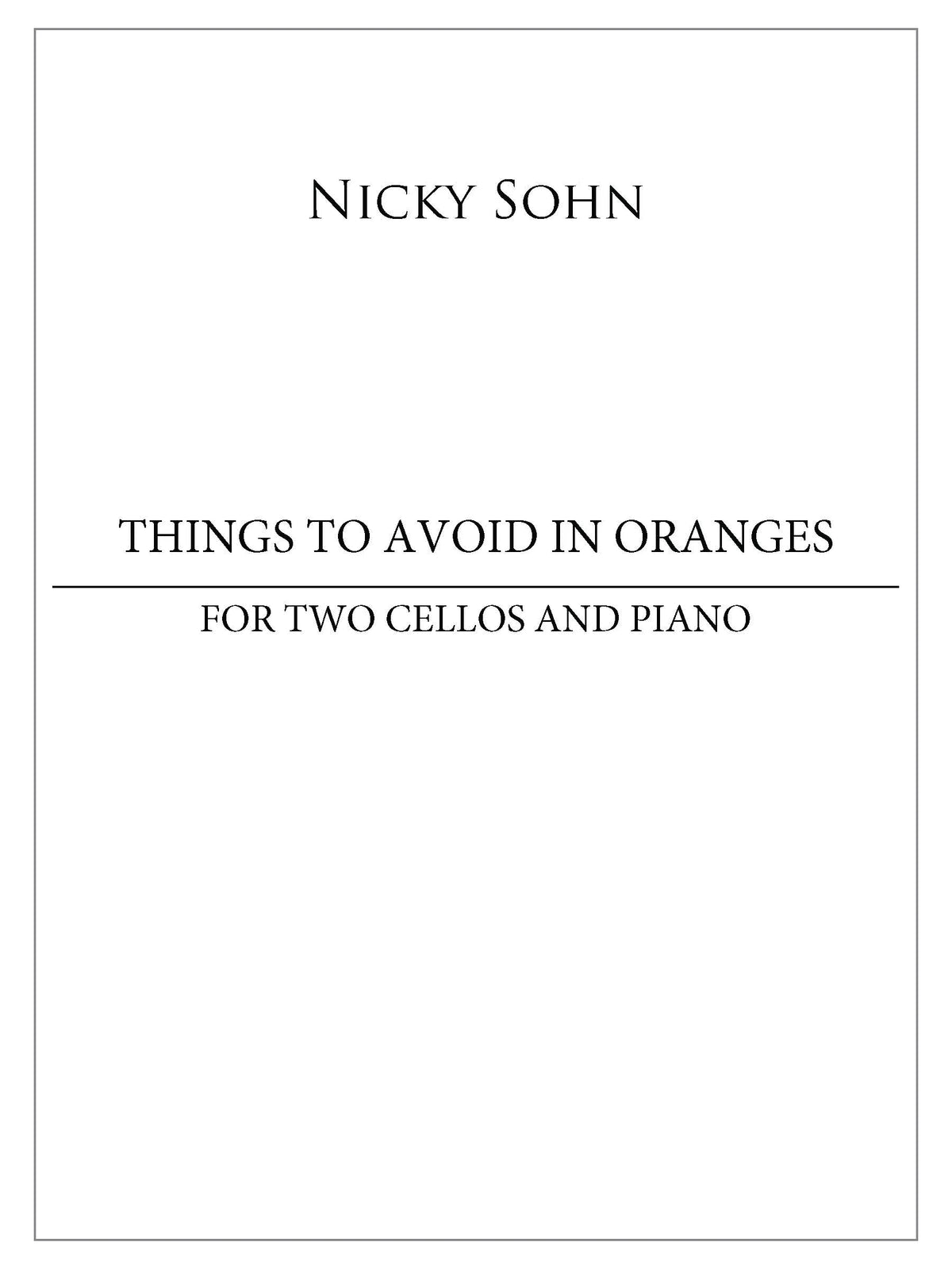 Sohn: Things to Avoid in Oranges