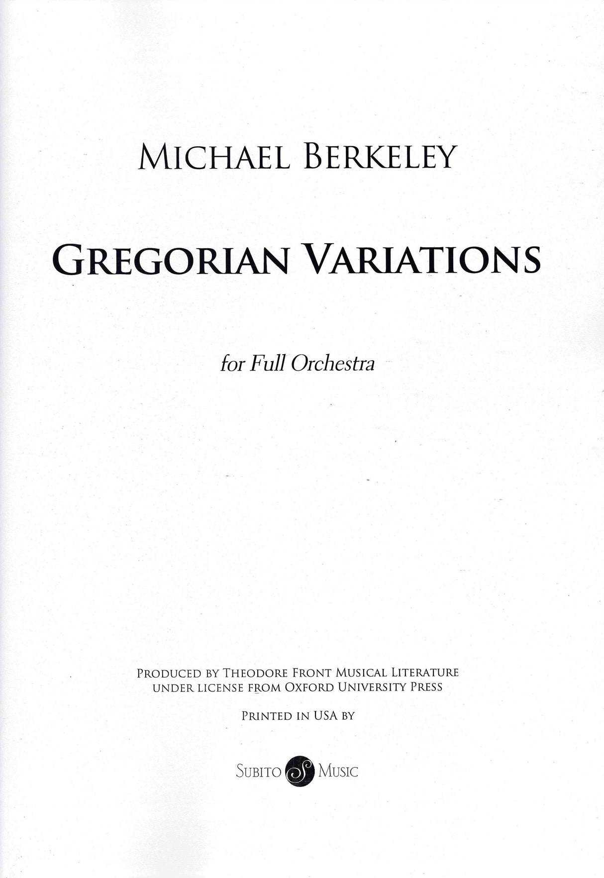 M. Berkeley: Gregorian Variations