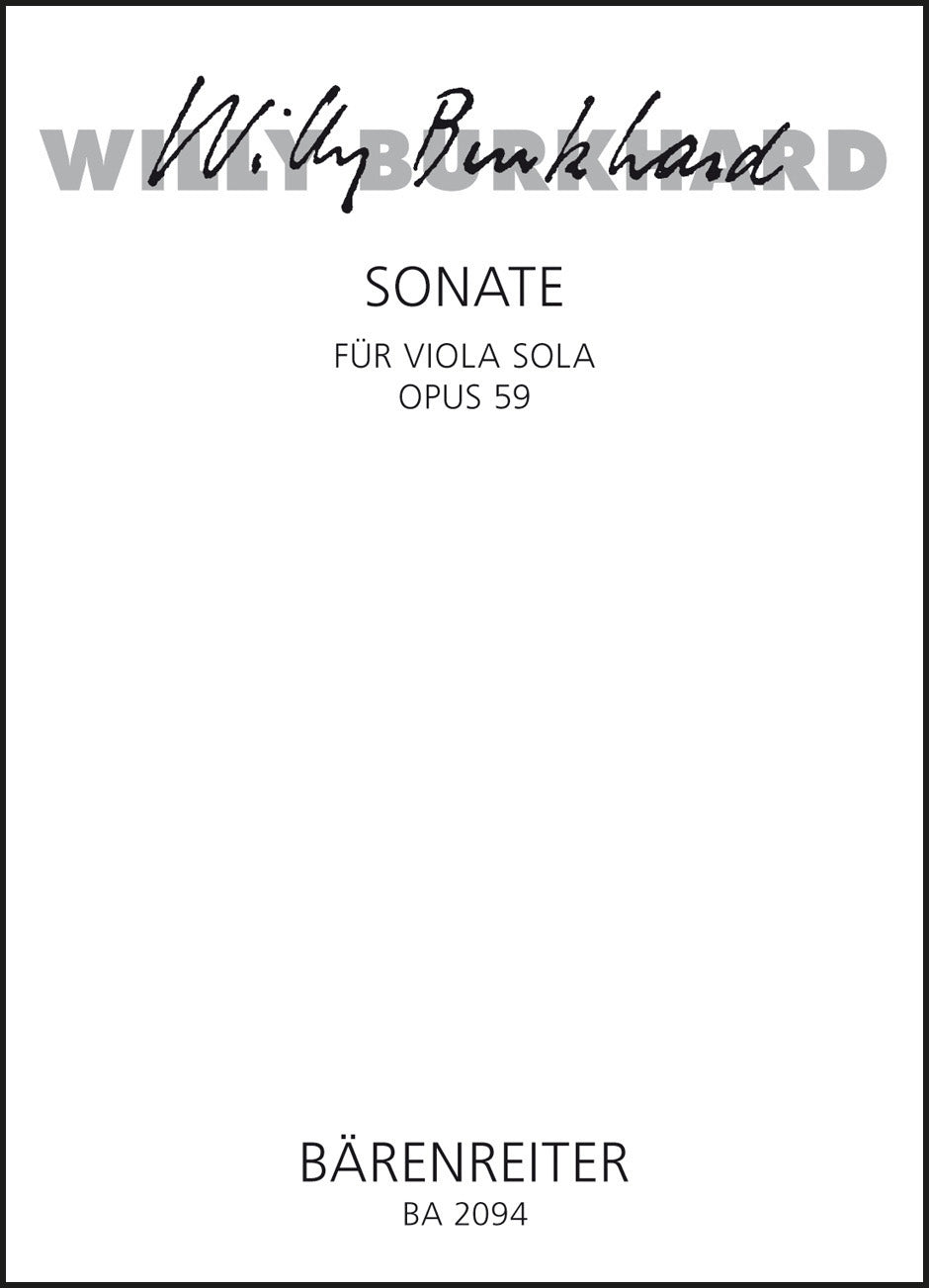 Burkhard: Sonata for Solo Viola, Op. 59