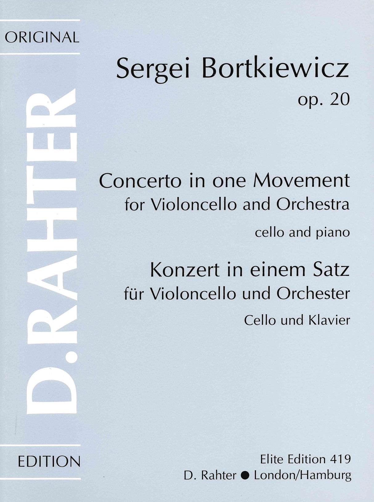 Bortkiewicz: Cello Concerto in One Movement, Op. 20