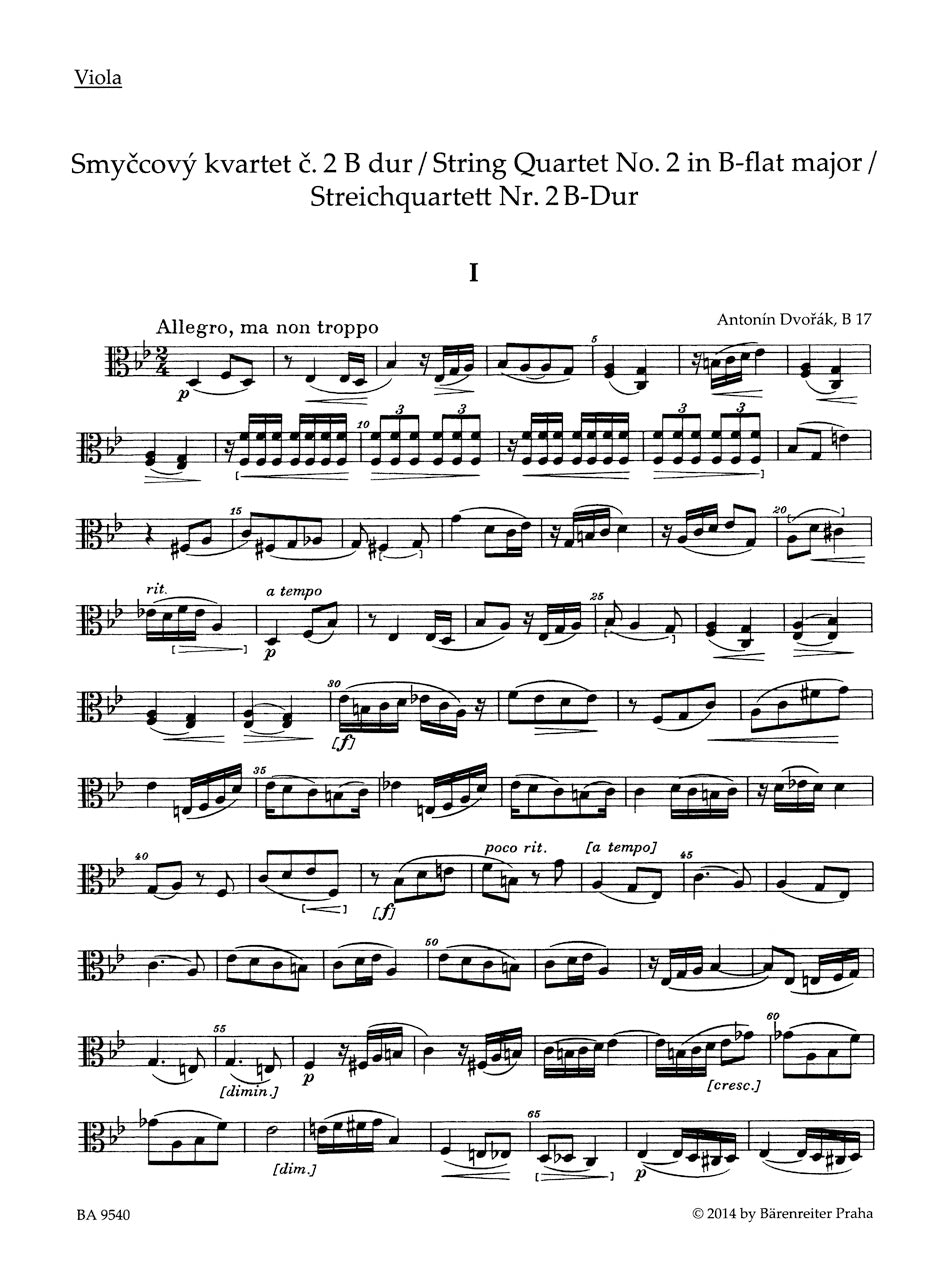 Dvořák: String Quartet No. 2 in B-flat Major, B 17