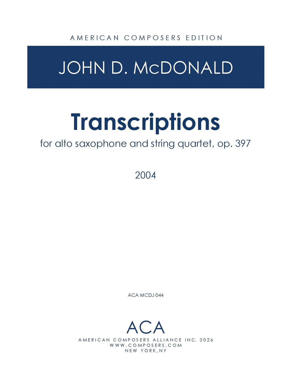 McDonald: Transcriptions