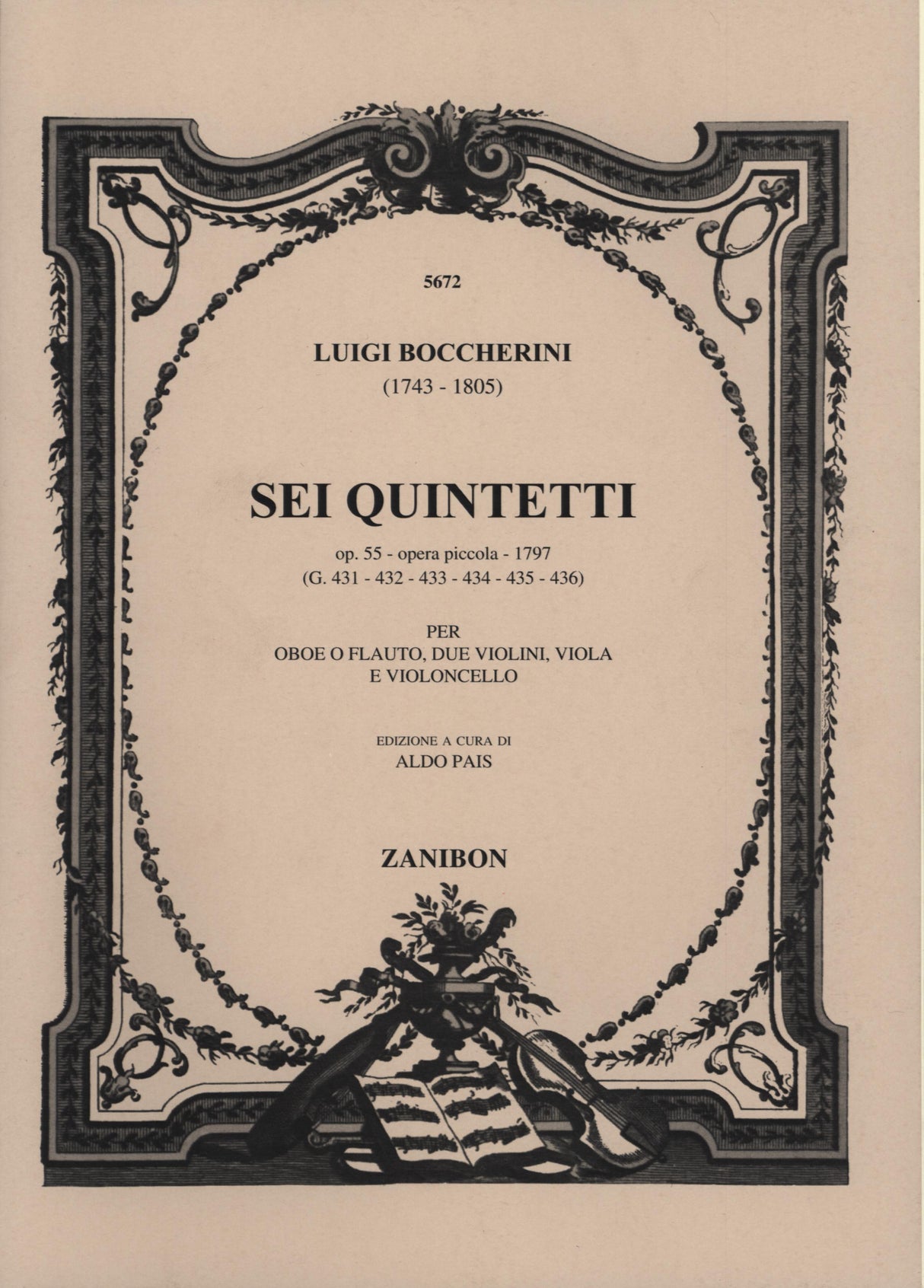 Boccherini: 6 Flute (or Oboe) Quintets, G 431-436, Op. 55