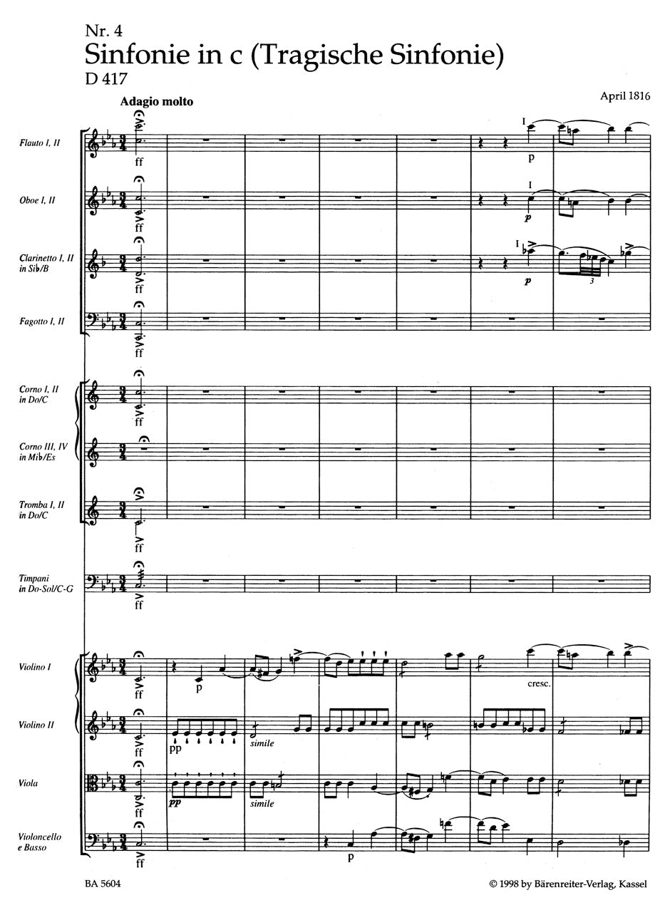 Schubert: Symphony No. 4 in C Minor ("Tragic"), D 417