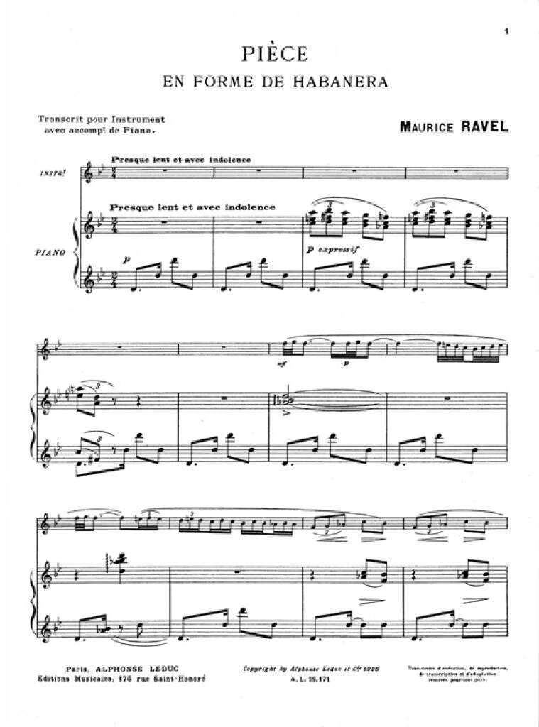 Ravel: Pièce en forme de habanera (arr. for cello)