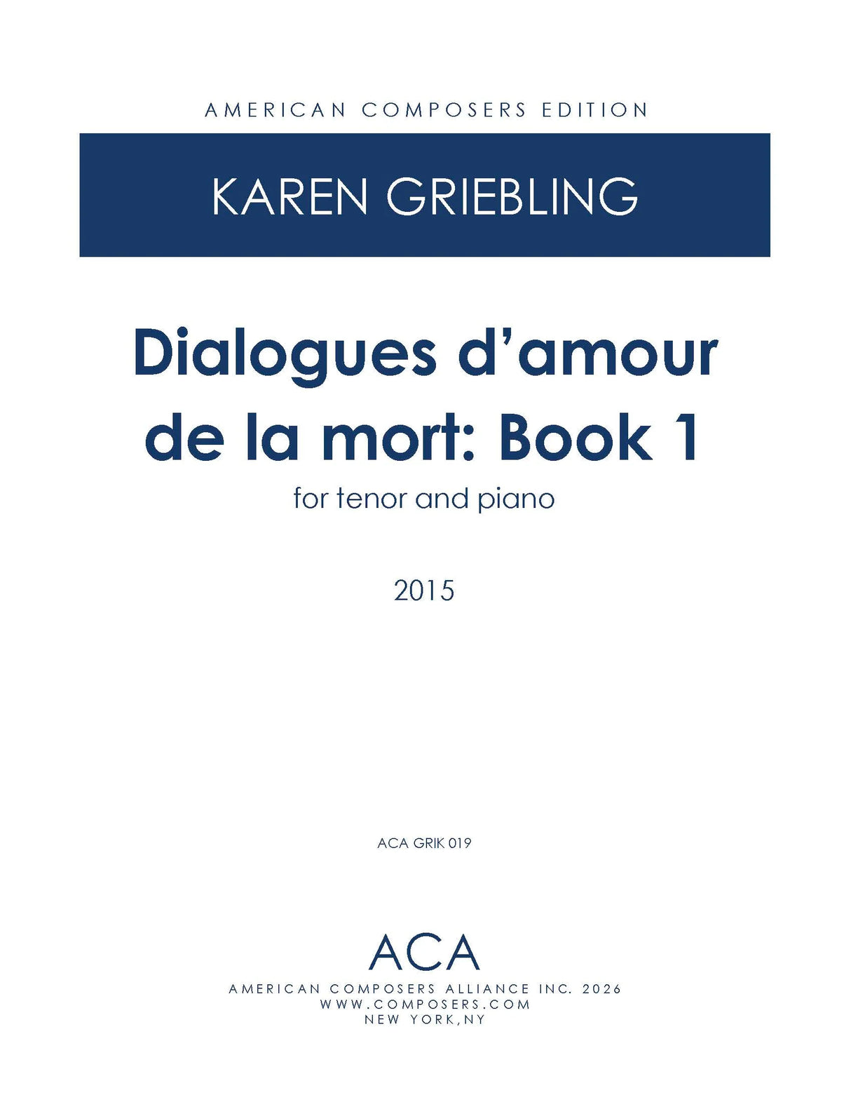 Griebling: Dialogues d'amour et la mort - Volume 1