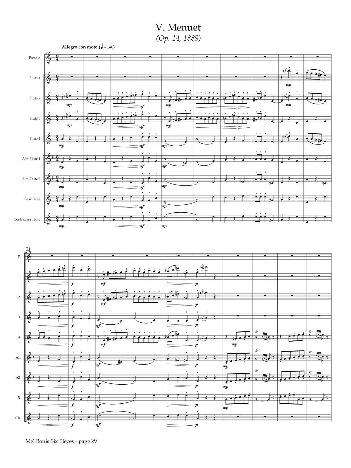 Bonis: Six Pieces for Flute Choir