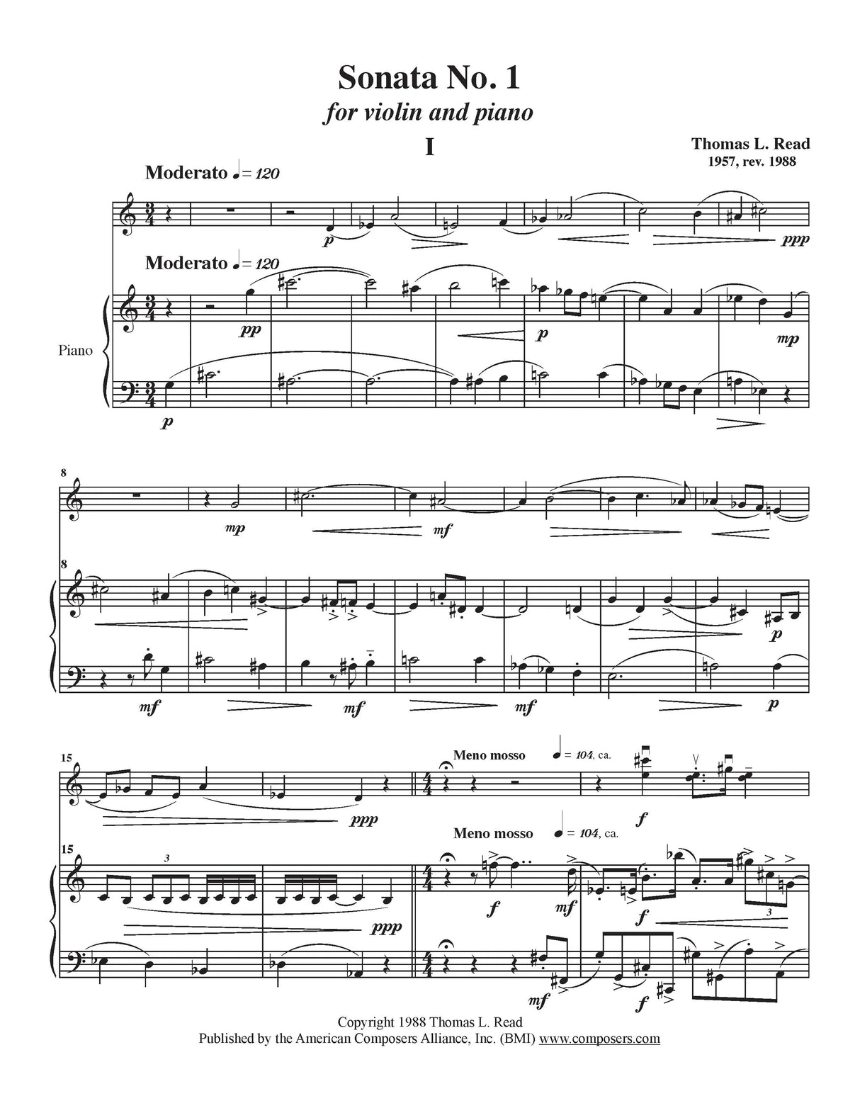 Read: Violin Sonata No. 1