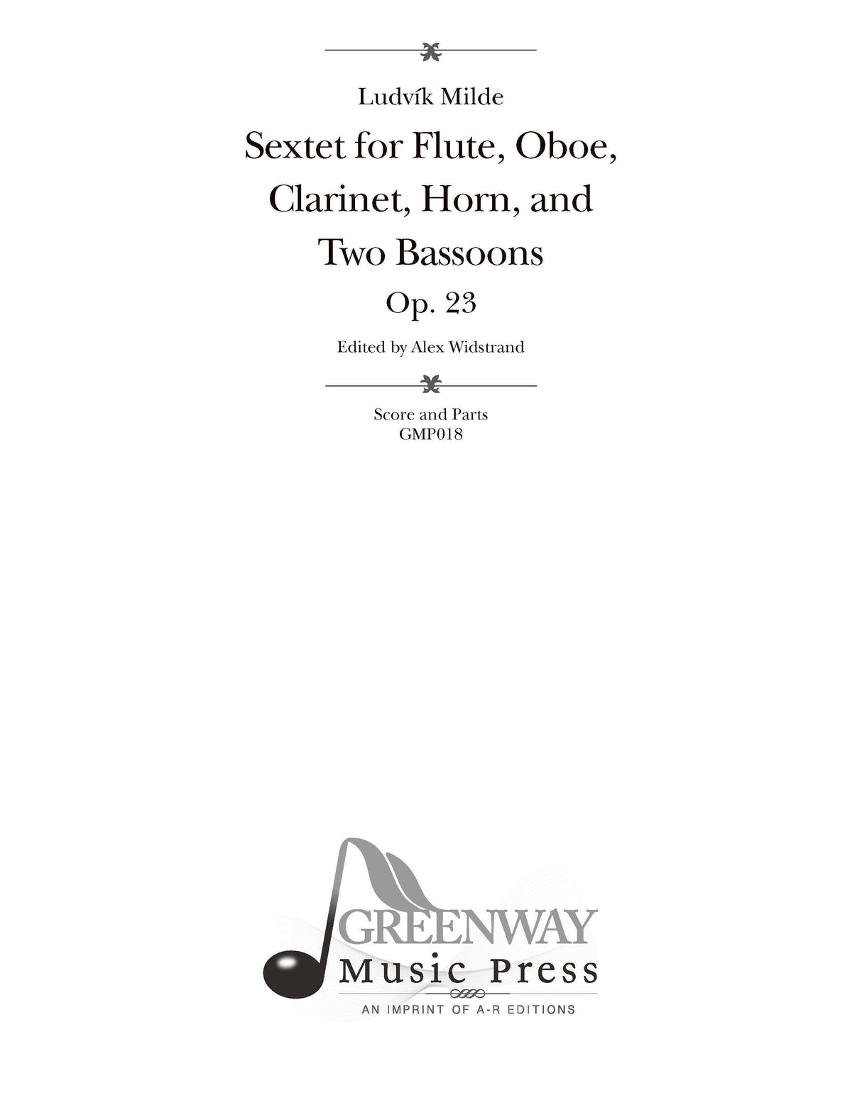 Milde: Wind Sextet, Op. 23