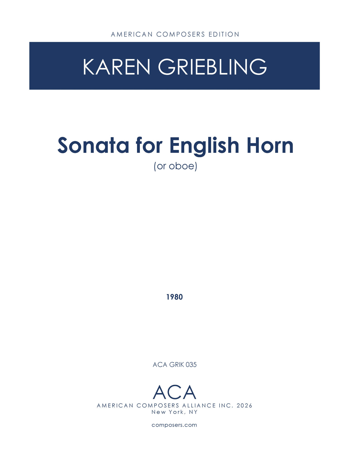 Griebling: English Horn Sonata