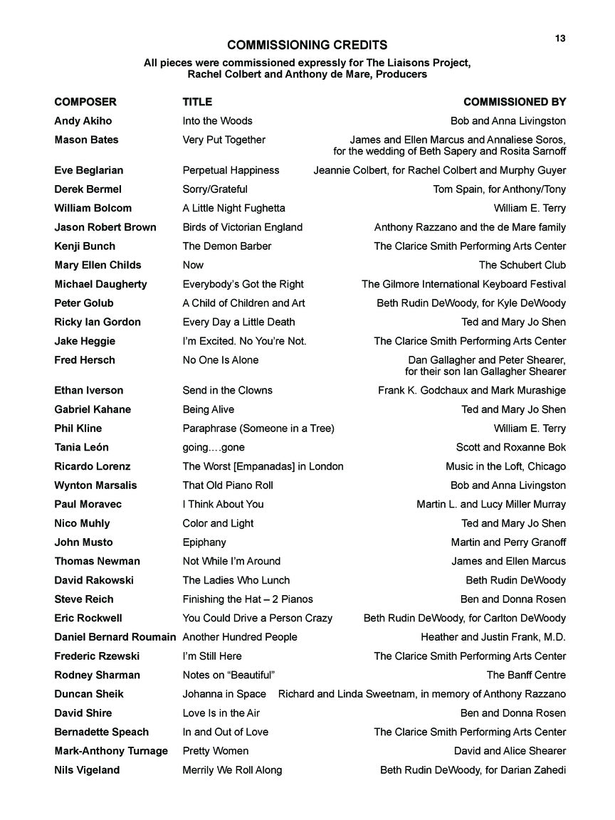 Sondheim: Liaisons – Re-imagining from the Piano