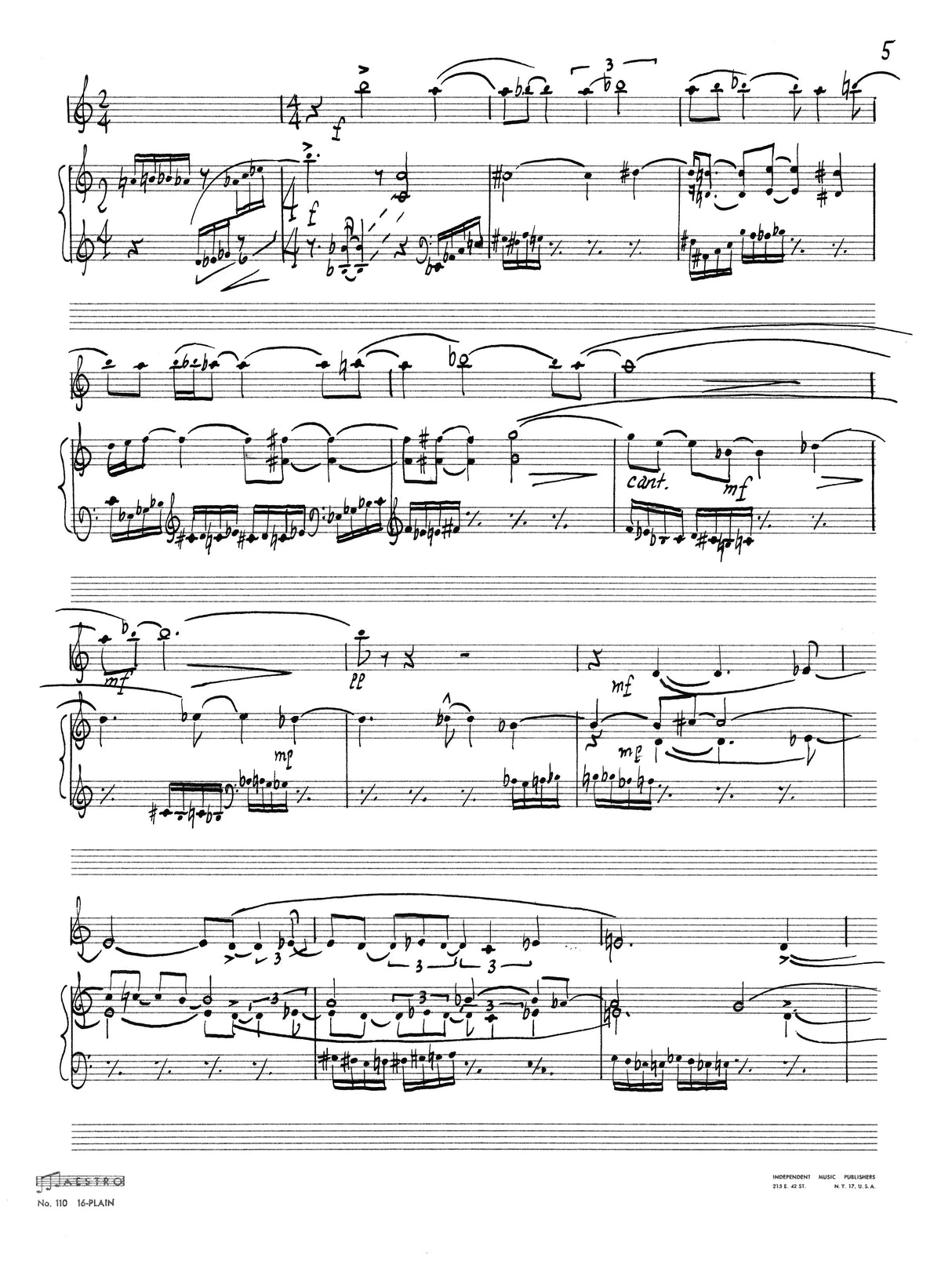 Sollberger: Duo for Flute and Piano