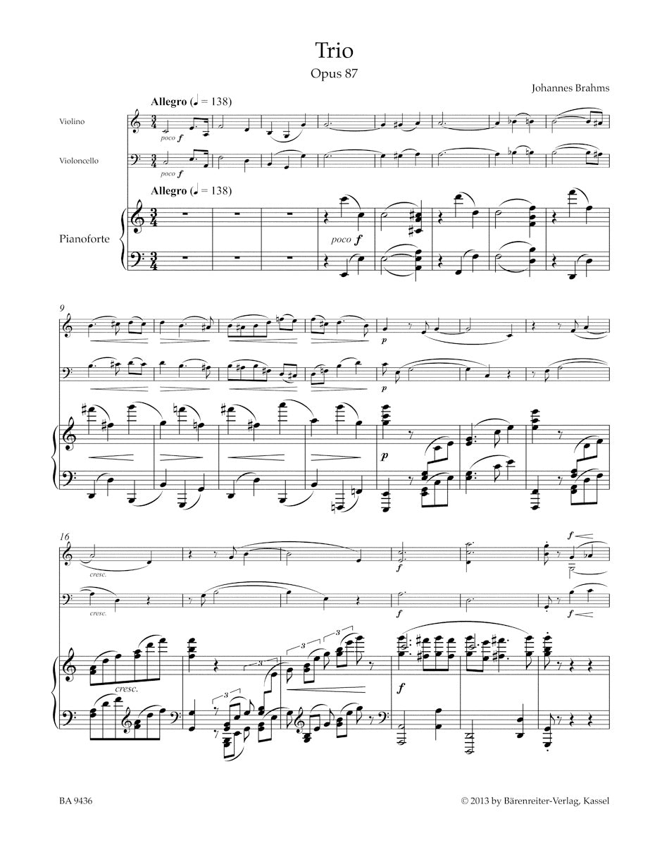 Brahms: Piano Trio in C Major, Op. 87