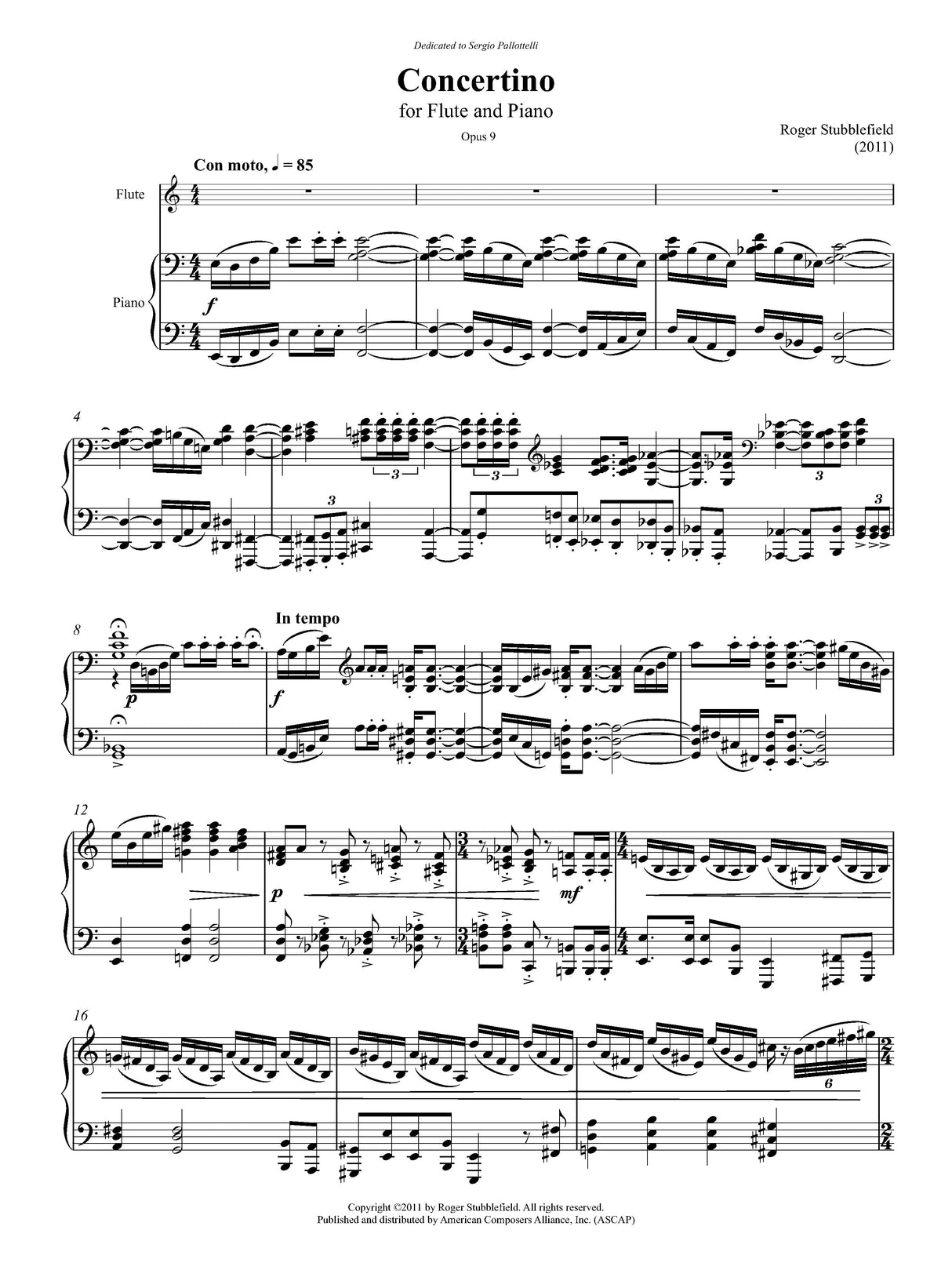 Stubblefield: Concertino for Flute and Piano, Op. 9
