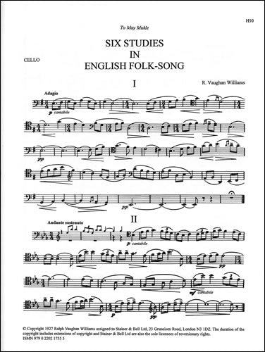 Vaughan Williams: 6 Studies in English Folk Song (arr. for cello)