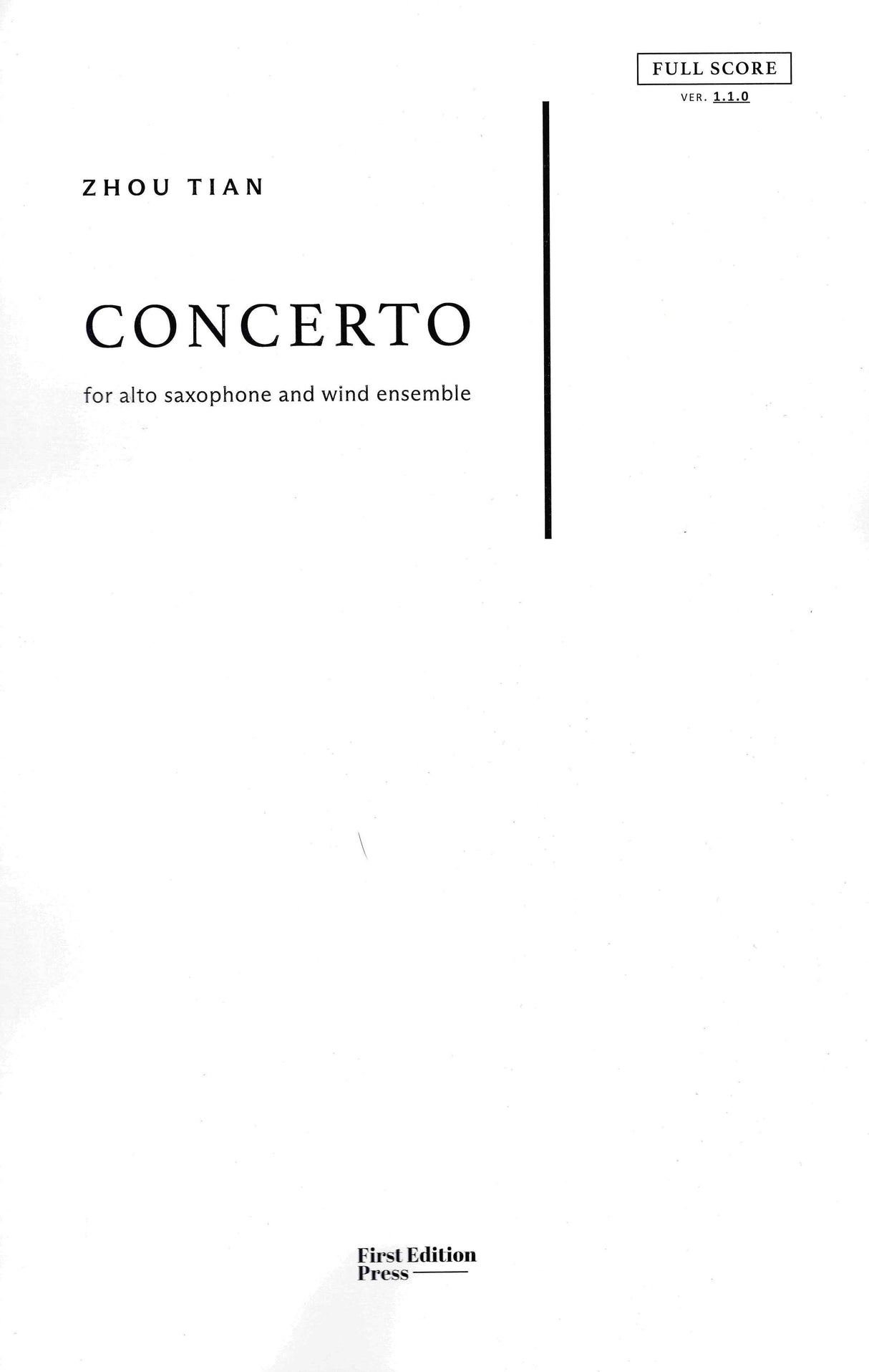 Zhou Tian: Alto Saxophone Concerto