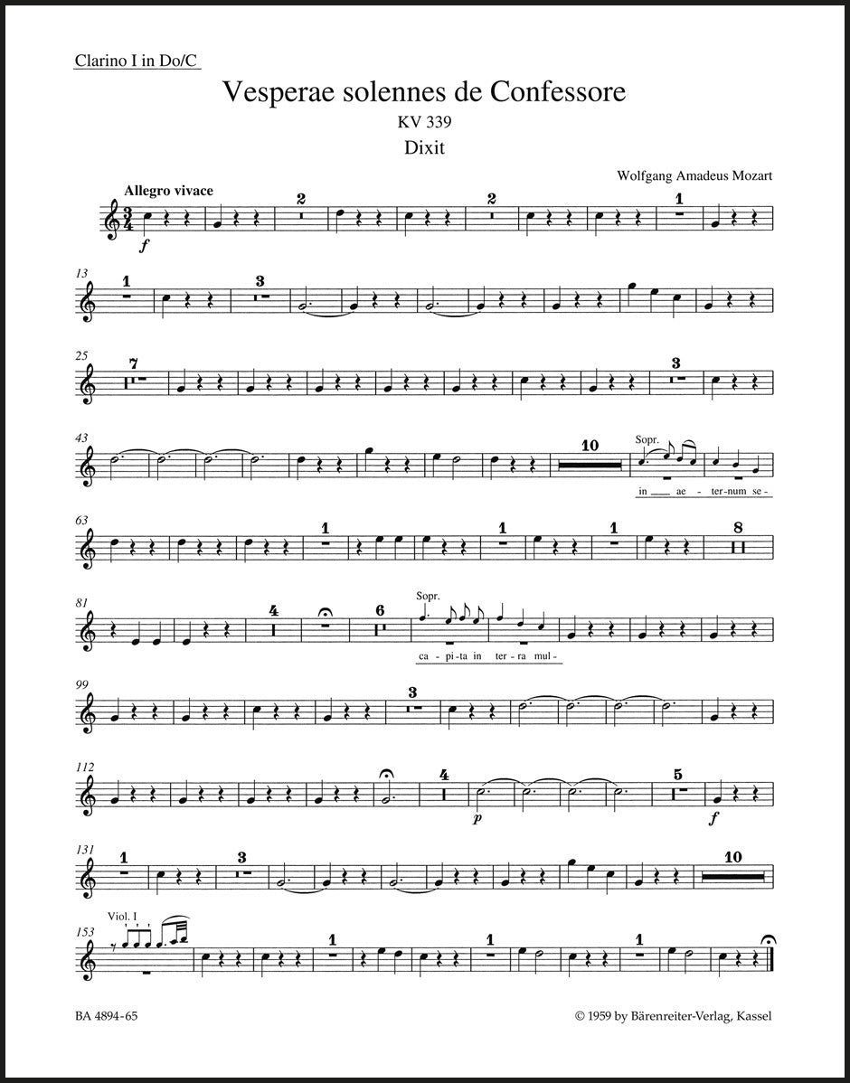 Mozart: Vesperae solennes de Confessore, K. 339