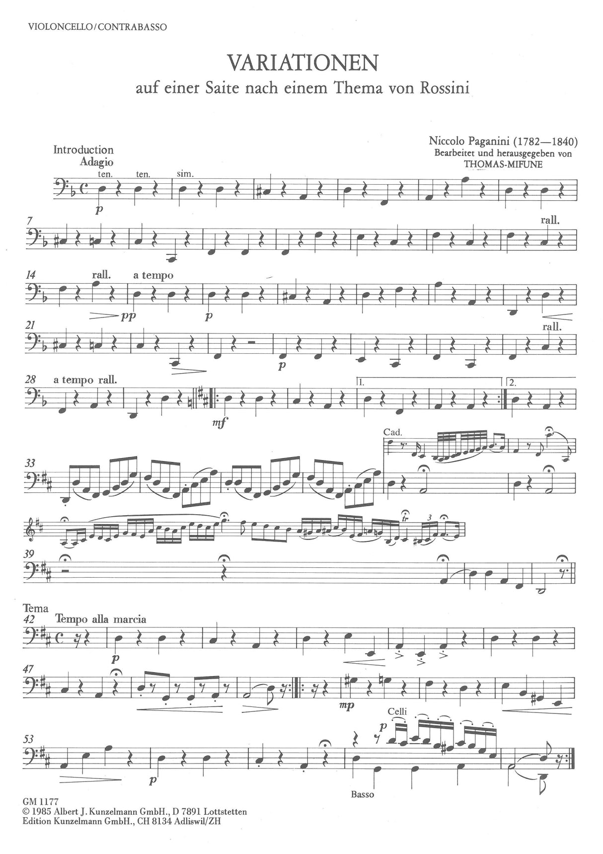 Paganini: Sonata "a Preghiera" (arr. for cello & orchestra)