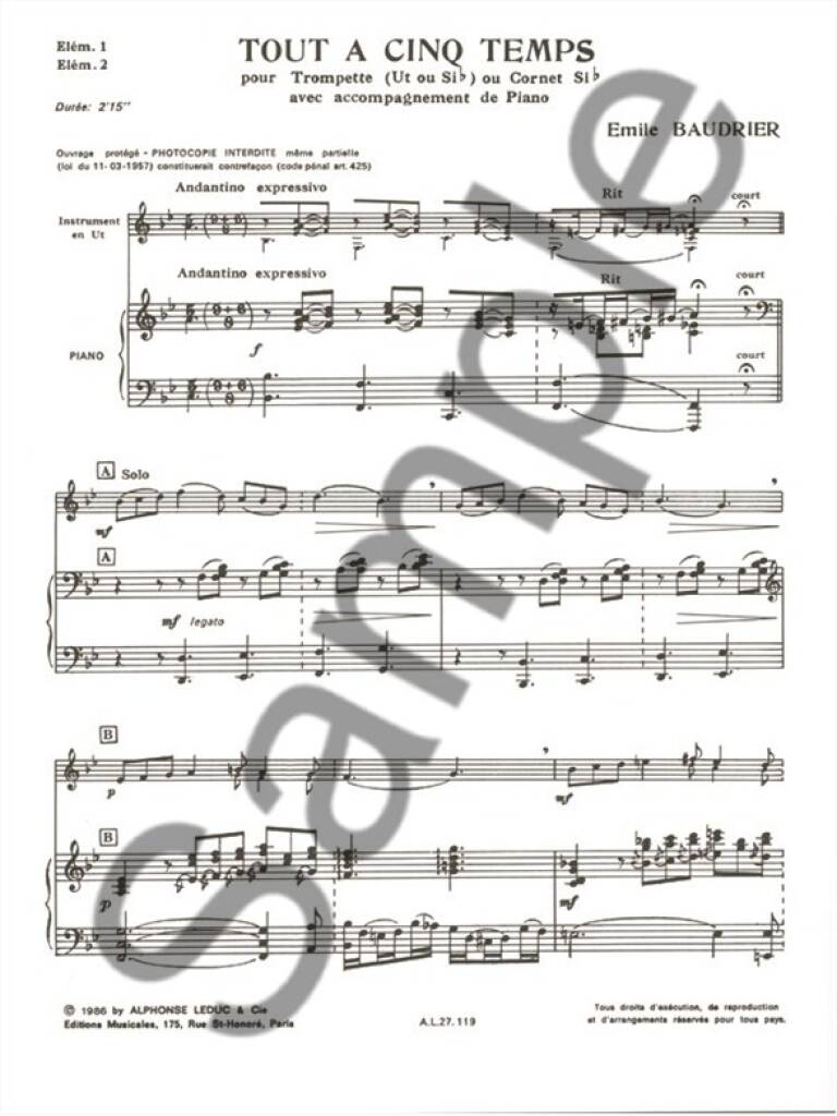 Baudrier: Tout à cinq Temps