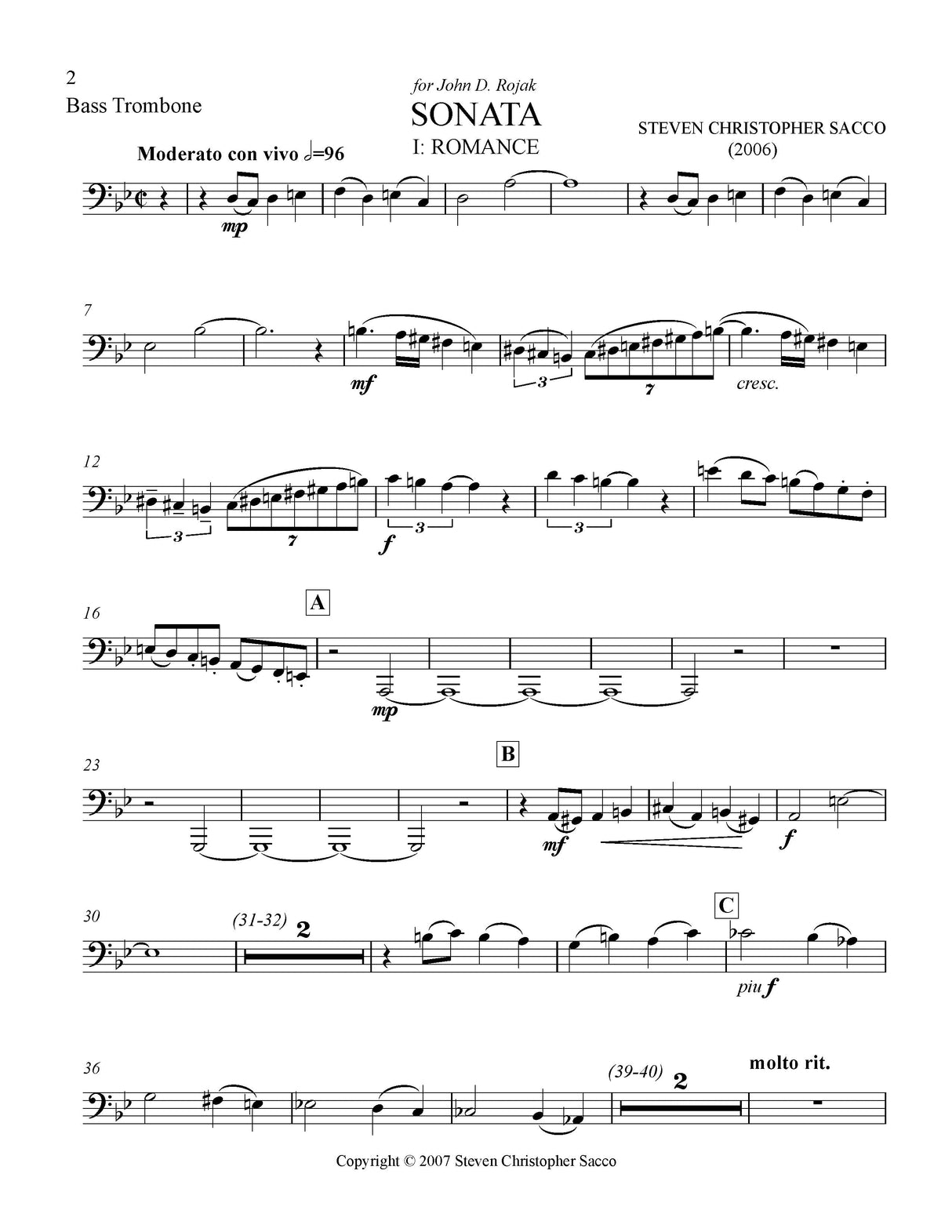 Sacco: Bass Trombone Sonata