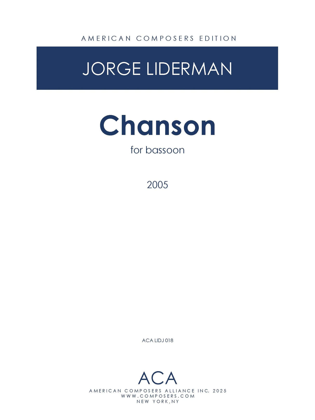 Liderman: Chanson (Version for Bassoon)
