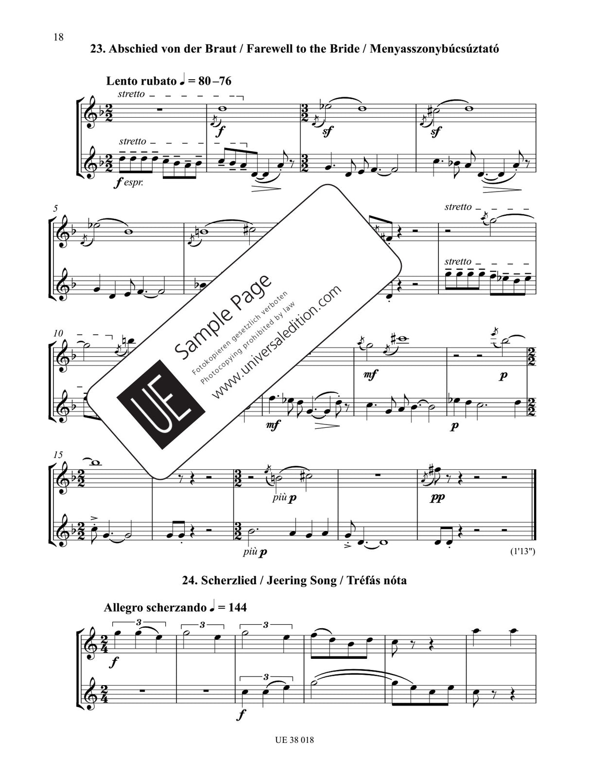Bartók: 44 Duos (arr. for 2 flutes)