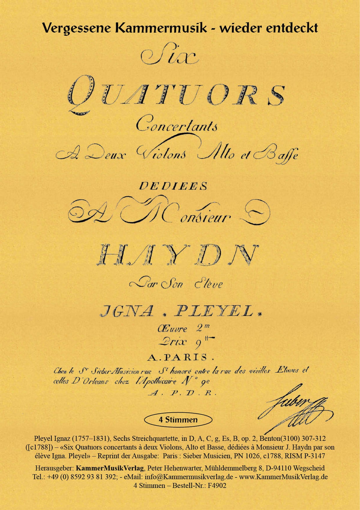 Pleyel: 6 String Quartets, Op. 2 (B. 307-312)