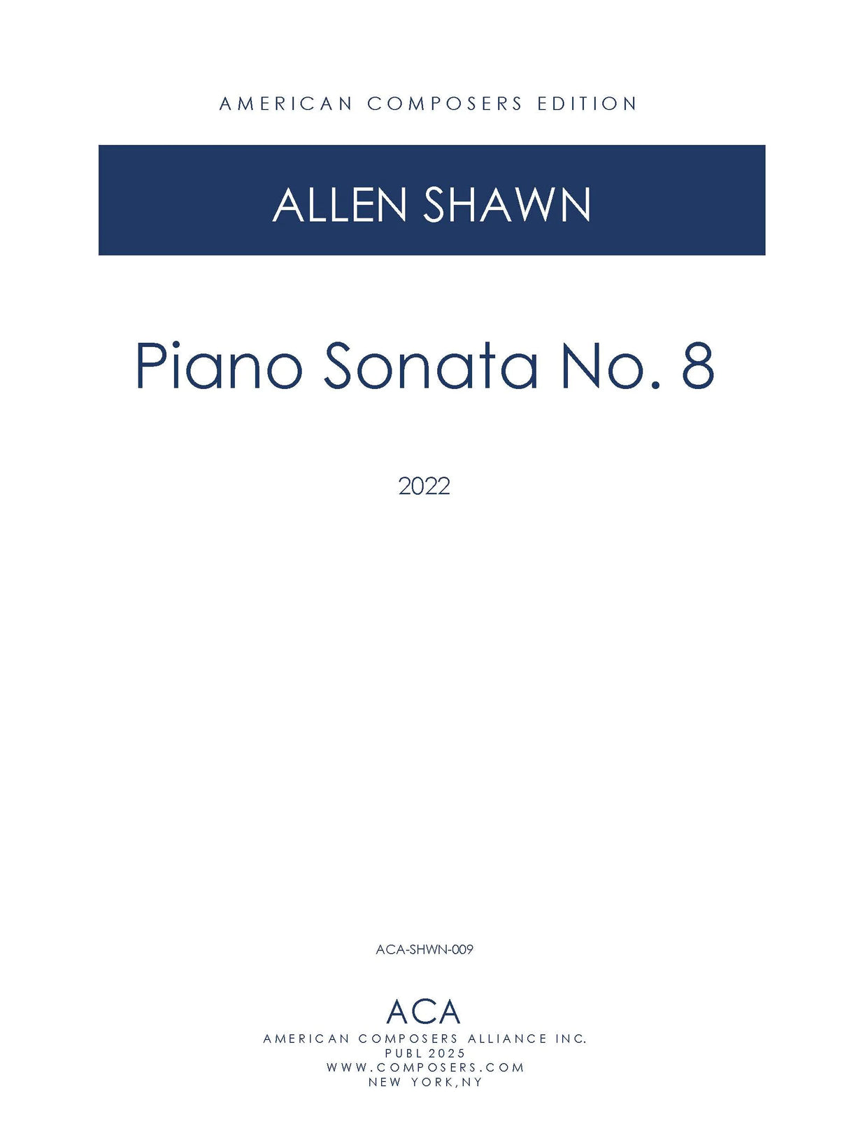 Shawn: Piano Sonata No. 8