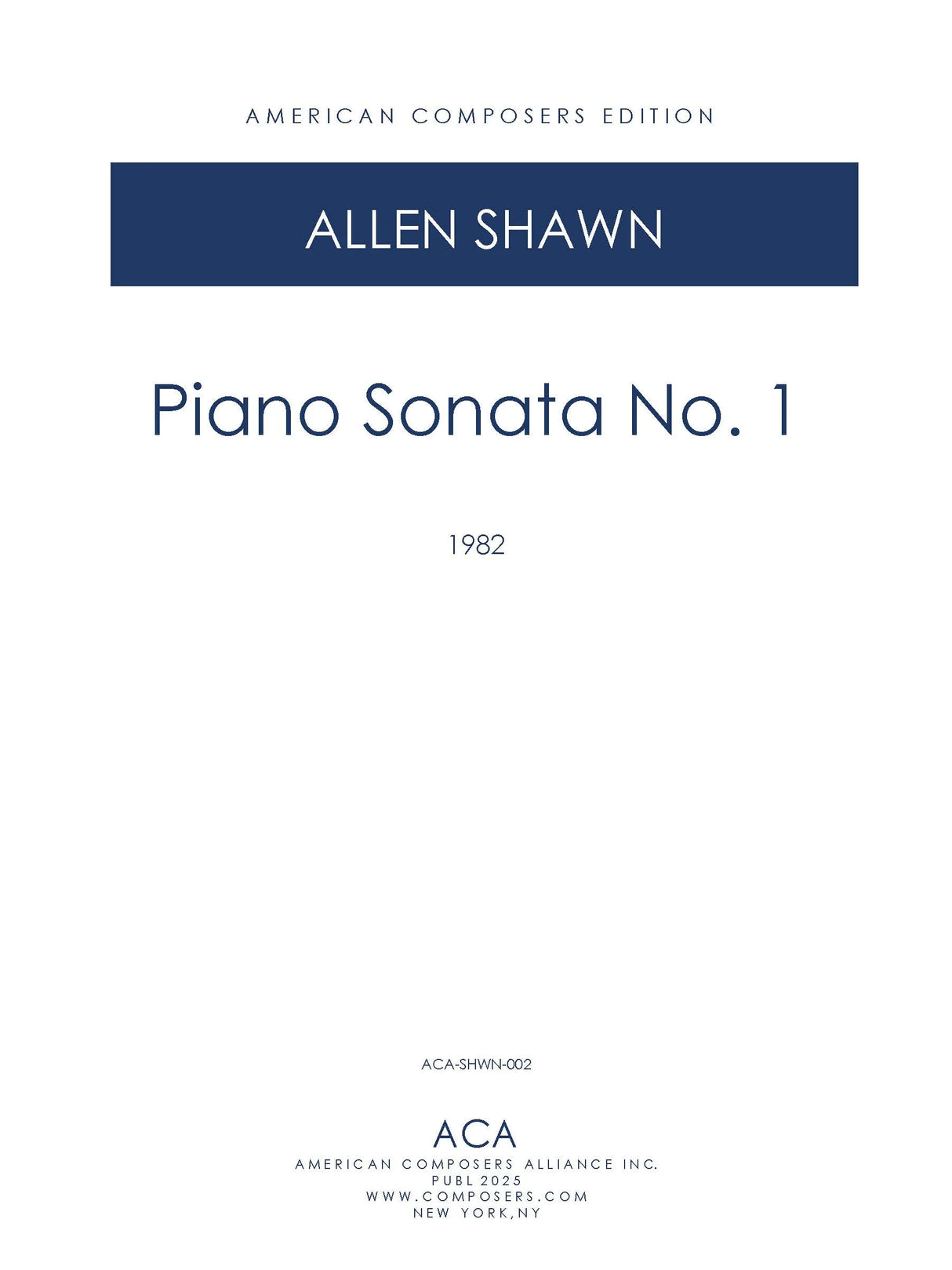 Shawn: Piano Sonata No. 1