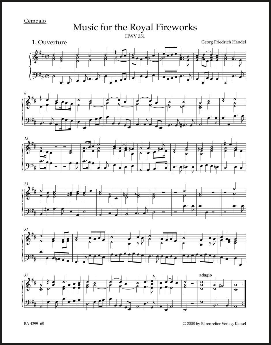 Handel: Music for the Royal Fireworks, HWV 351