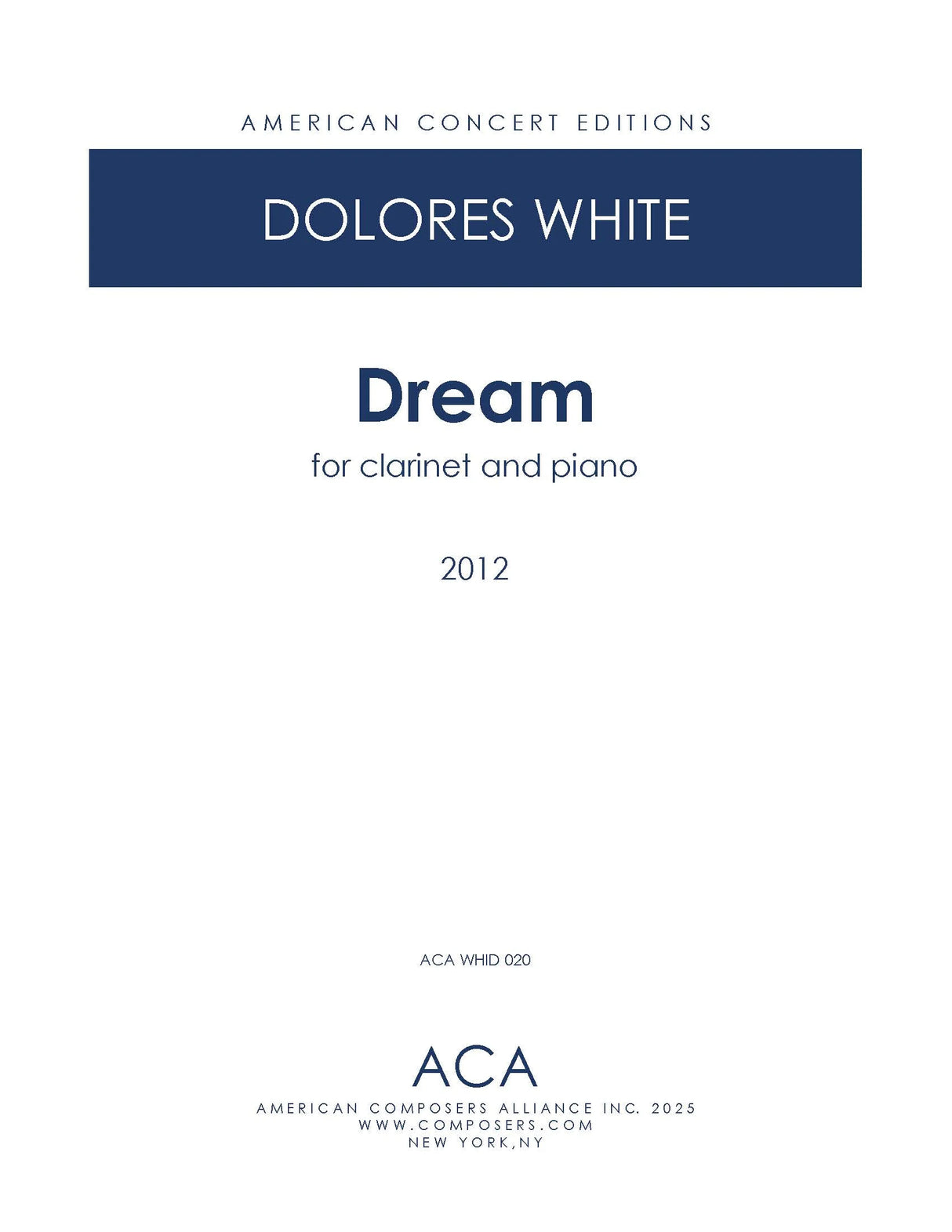 White: Dream (Version for Clarinet and Piano)